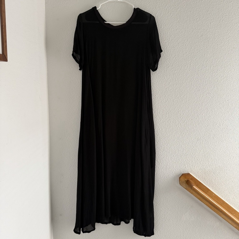 LACAUSA Small‎ Sheer T-Shirt Maxi Dress Black No Lining Boho Witchy Whimsigoth